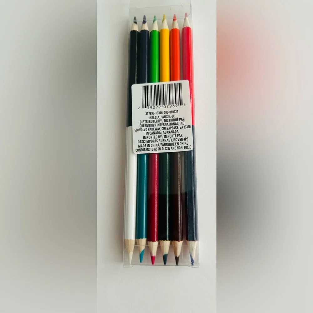 New Jot 6 Double-Ended Colored Pencils Non-Toxic Red Orange Yellow Blue Green